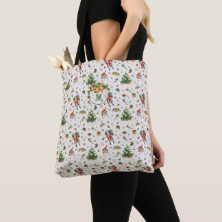 Tote Bag Monogramme vintage Joyeux Noël Père Noël