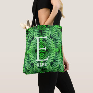 Tote Bag Monogramme Vos Fougères Vertes Initiales Personnal