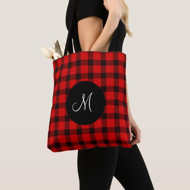 Tote Bag Monographie à la mode Buffalo Red Black Plaid (De près)