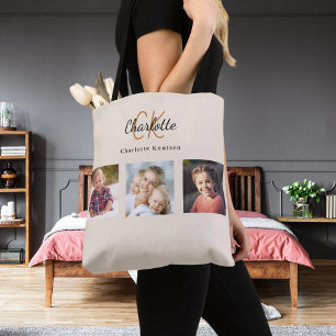 Tote Bag Monographie de collage photo beige