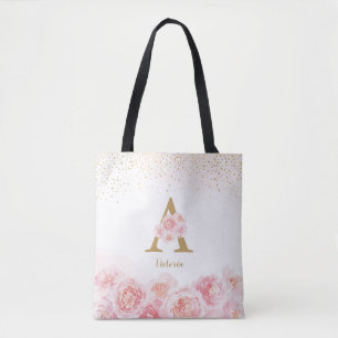 Tote Bag Monographie personnalisée rose bridesmaid fourre-t