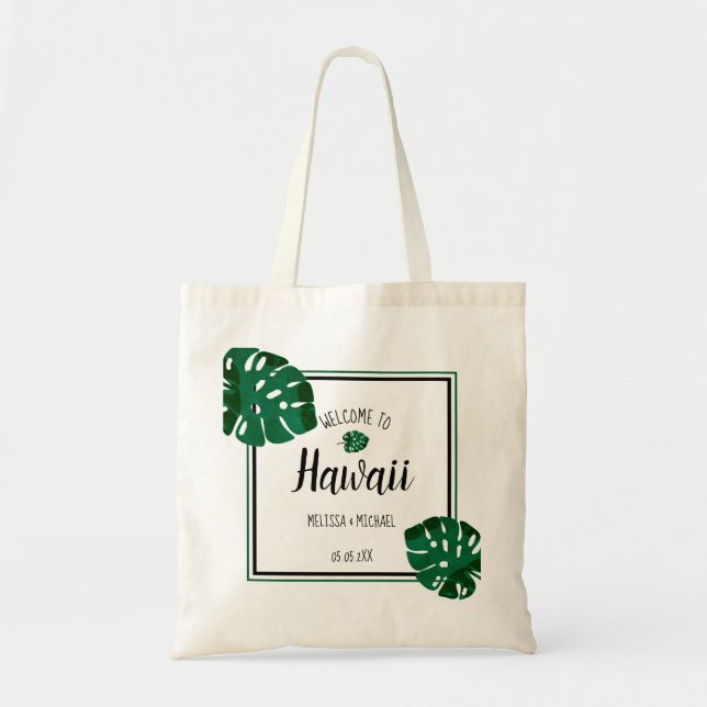 Tote Bag Monstera Leaf Destination Mariage Bienvenue (Devant)