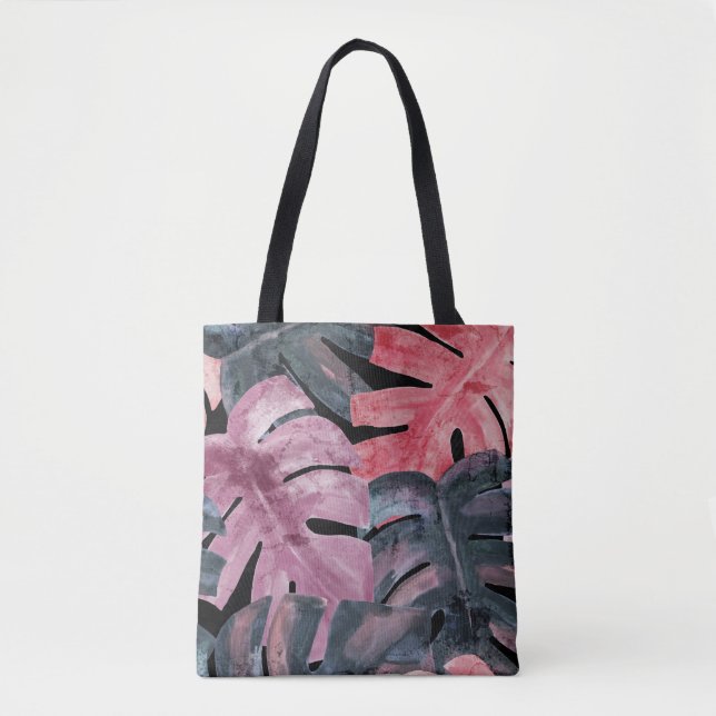 Tote Bag Monstère monochrome : Aquarelle Motif tropical. (Devant)