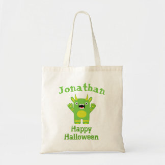Tote Bag Monstre vert heureux personnalisé de Halloween