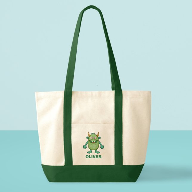 Tote Bag Monstre vert mignon Personnalisé (Créateur téléchargé)