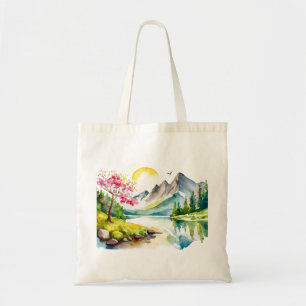 Tote Bag Montagnes aquarelles