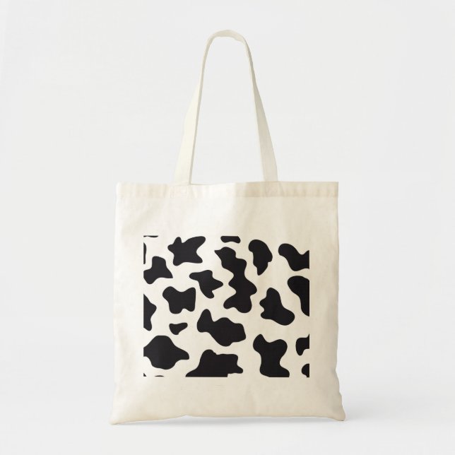 Tote Bag MOO Motif de vache laitière noire et blanche Impri (Devant)