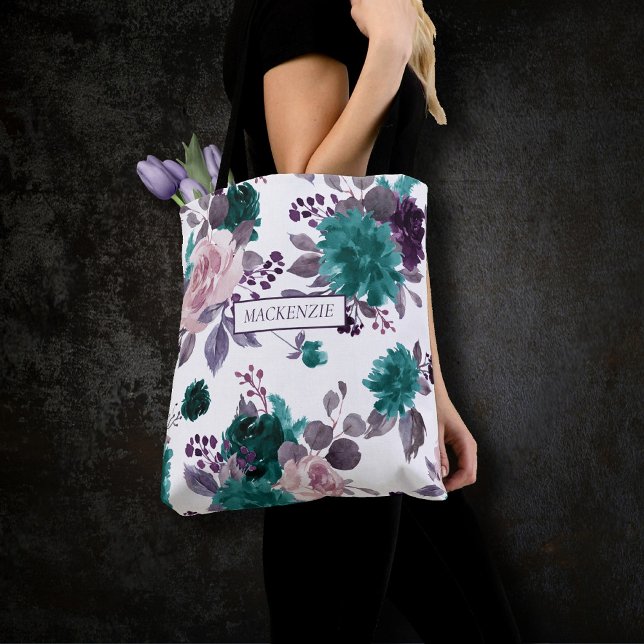 Tote Bag Moody Boho | Eggplant Purple Motif fête de naissan (Créateur téléchargé)