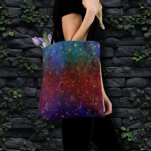Tote Bag Moody Ombre   Psychedélique Grunge Gold Stardust