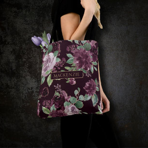 Tote Bag Moody Passion   Dramatic Purple Wine Rose Custom