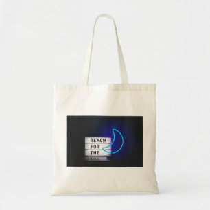 Tote Bag Moon Art Reach for the Moon Signal Image typograph