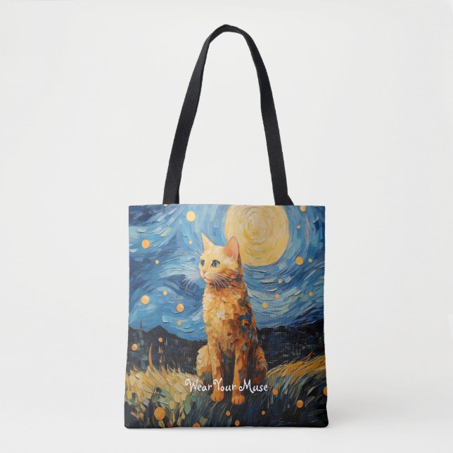 Tote Bag Moon Glow Chat Midnight Muse Personnalisé (Devant)