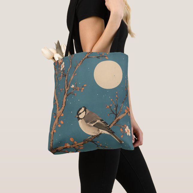 Tote bag - Moonlit Bird on Blossom Branch Tasche (Von Nahem)