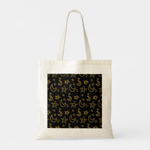 Tote Bag Moons et étoiles Motif or