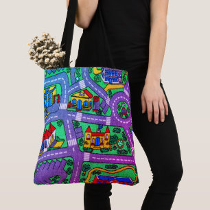 Tote Bag Moquette de piste nostalgique Voiture Road, nostal