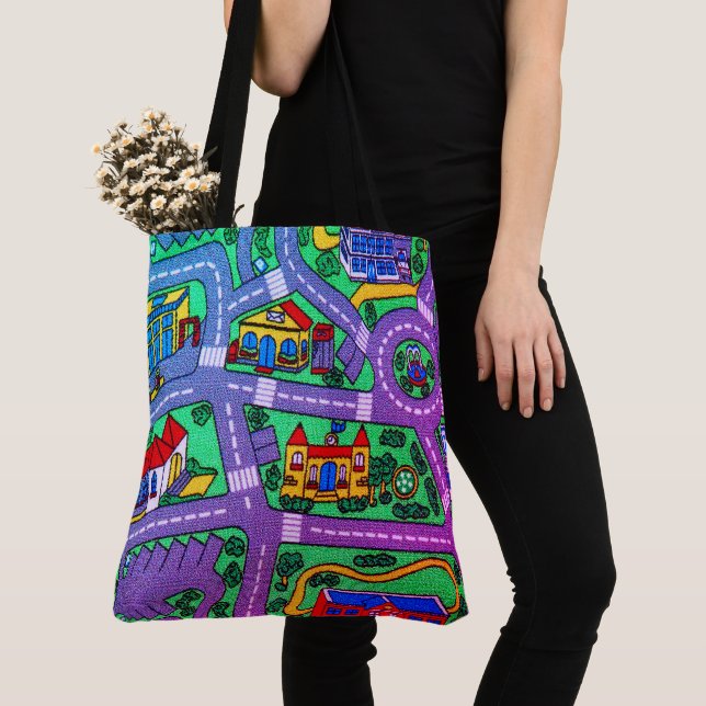 Tote Bag Moquette de piste nostalgique Voiture Road, nostal (De près)