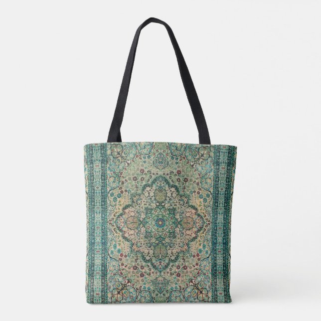 Tote Bag Moquette ethnique Design floral géométrique (Dos)