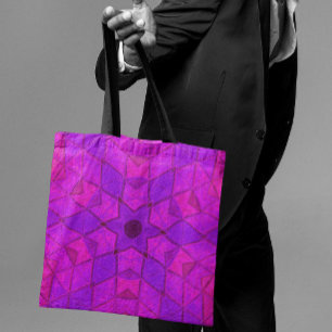 Tote Bag Mosaic Kaleidoscope Fleur rose
