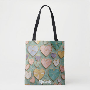 Tote Bag Mosaic Love : Coeurs Pastel