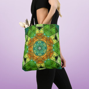 Tote Bag Mosaic Mandala Orange et vert
