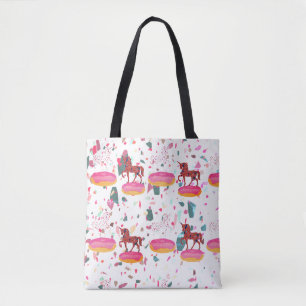 Tote Bag Mosaic Motif Unicorns Art