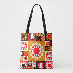 Tote Bag mosaïque ethnique de style asiatique avec fleurs s