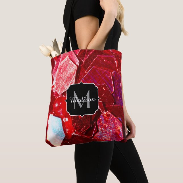 Tote Bag Mosaïque rouge abstrait brillant parties scintilla (De près)