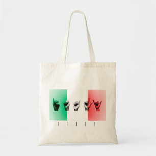 Tote Bag Mot Italie au-dessus du drapeau italien