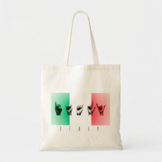 Tote Bag Mot Italie au-dessus du drapeau italien