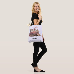 Tote Bag Moteur de train rose Style Steampunk Vintage