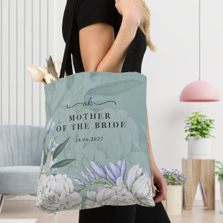 Tote Bag Mother of the Bride Peony | Sage Green & White
