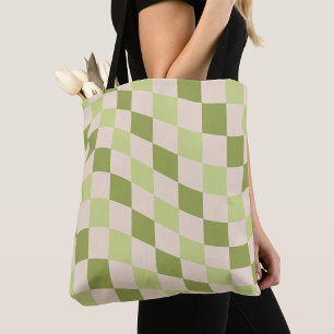 Tote Bag Motif à carreaux vert rétro élégant tendance