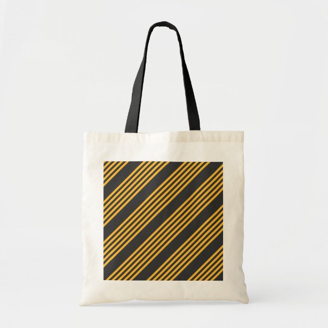 Tote Bag Motif à cinq bandes Sunny jaune et charbon de bois (Devant)