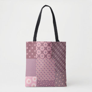 Tote Bag Motif à écaille rose et bordeaux