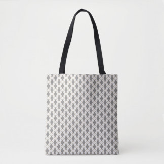 Tote Bag Motif à facettes croisées dans les tons gris et or