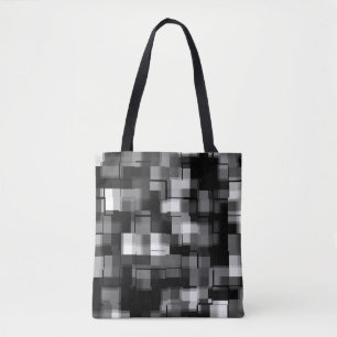 Tote Bag Motif à la mode Silver Black White