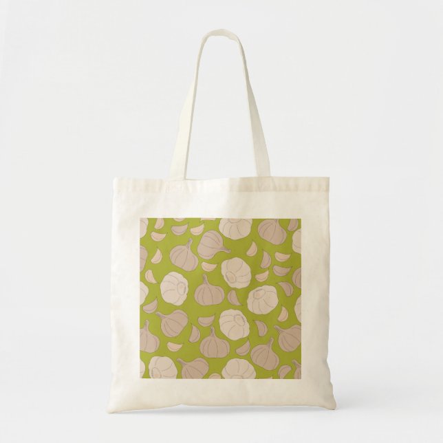 Tote Bag Motif à l'ail - Cloches et ampoules à l'ail (Devant)