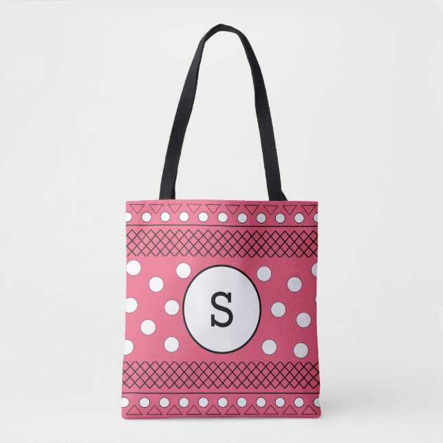 Tote Bag Motif à points Monogramme Rose (Devant)