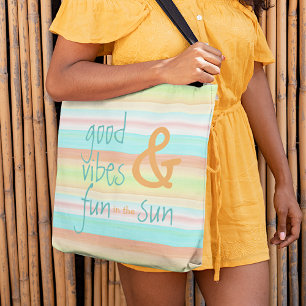 Tote Bag Motif à rayures aquarelles pastel classique fantai