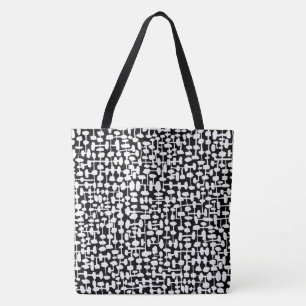 Tote Bag motif Abstrait 190621 Blanc sur noir