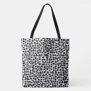 Tote Bag motif Abstrait 190621 noir sur blanc