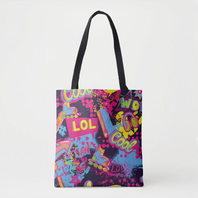 Tote Bag motif Abstrait d'adolescents grognon sans soudure. (Devant)