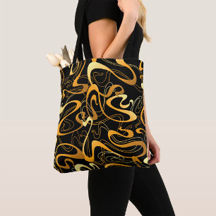 Tote Bag Motif Abstrait doré