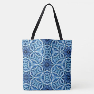 Tote Bag Motif Abstrait Icy Blue Crystal