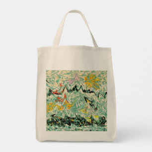 Tote Bag Motif Abstrait Rétro Groovy en Tourbillon Marbré