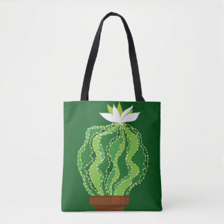 Tote Bag motif Abstrait vert cactus transparent