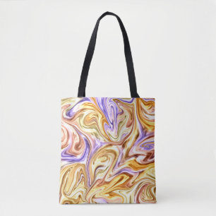 Tote Bag Motif Abstrait Waves Gold Purple Waves