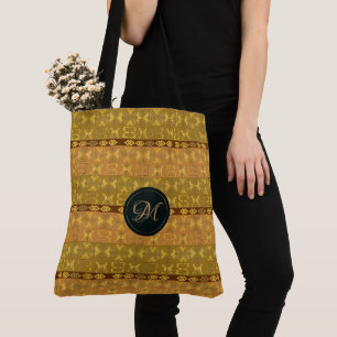 Tote Bag motif africain ethnique avec des simbols d'Adinkra