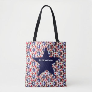 Tote Bag Motif américain Patriotic Red White Blue Star