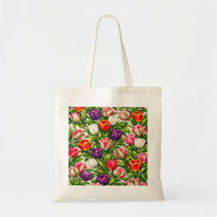 Tote Bag Motif aquarelle botanique de tulipe coloré